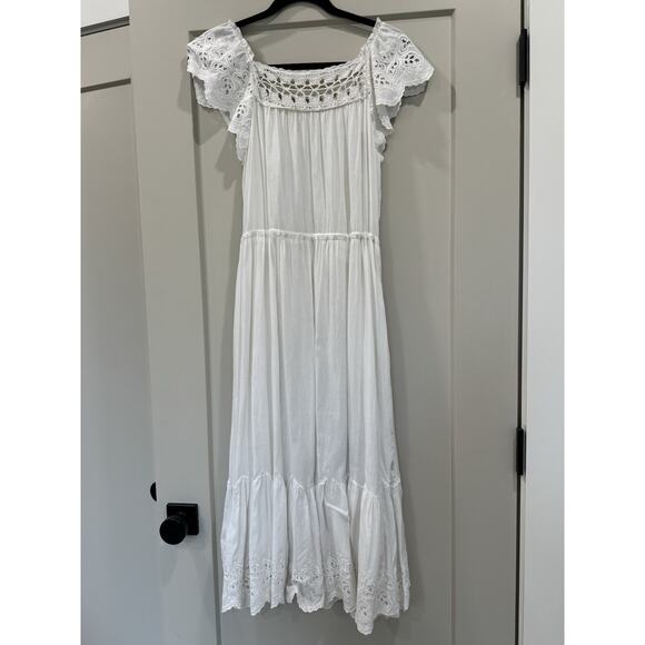 Ulla Johnson Openline Dress Blanc White Layered Midi Small Lace - Picture 1 of 10